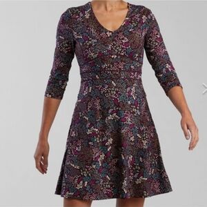 Title Nine Womens Dress Dream 3/4 Sleeve Giverny Fit and Flare Floral Size XL